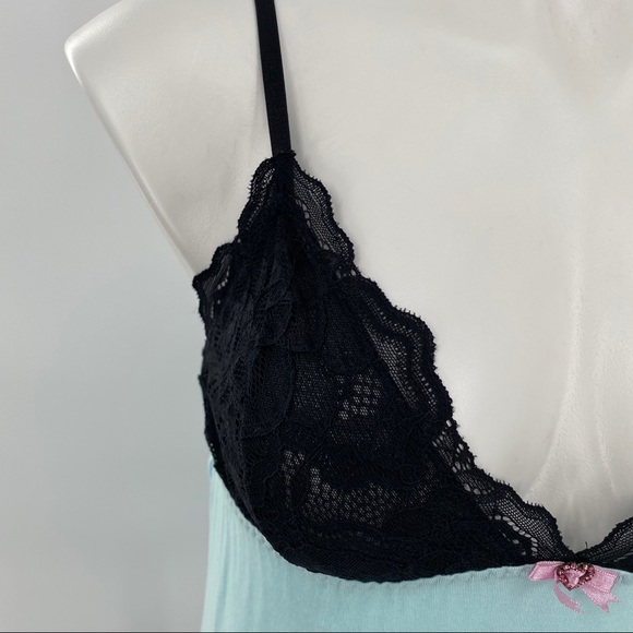 10 E Betsey Johnson Intimates Teal Chemise Nightie Sm - Picture 5 of 9